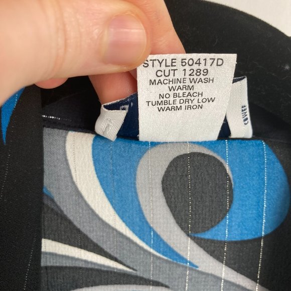 c.b. collections Black Blue Patterned Blouse 1X - Picture 10 of 13